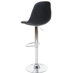PROREGAL Barhocker gepolstert und höhenverstellbar mit Lehne Sitzhöhe 61-81cm Schwarz Kunstleder Fuß chrom Barstuhl Tresenhocker
