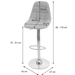 PROREGAL Barhocker gepolstert und höhenverstellbar mit Lehne Sitzhöhe 61-81cm Schwarz Kunstleder Fuß chrom Barstuhl Tresenhocker