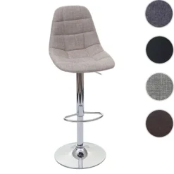 PROREGAL Barhocker gepolstert und höhenverstellbar mit Lehne Sitzhöhe 61-81cm Schwarz Kunstleder Fuß chrom Barstuhl Tresenhocker