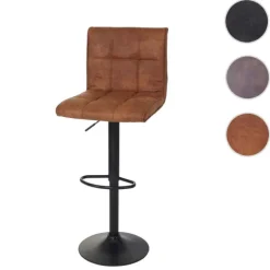 PROREGAL Barhocker gepolstert und höhenverstellbar mit Lehne Sitzhöhe 64-85cm Wildlederimitat| vintage hellbraun Barstuhl Tresenhocker