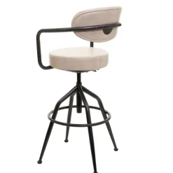 PROREGAL Barhocker gepolstert mit Lehne, Sitzhöhe 66-76cm, höhenverstellbar Industrial Wildleder-Optik, vintage Beige, Barstuhl Drehhocker
