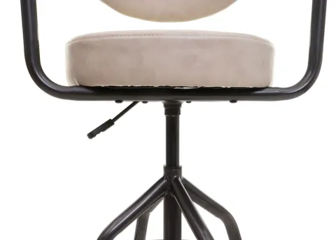 PROREGAL Barhocker gepolstert mit Lehne, Sitzhöhe 66-76cm, höhenverstellbar Industrial Wildleder-Optik, vintage Beige, Barstuhl Drehhocker