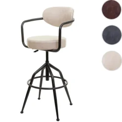 PROREGAL Barhocker gepolstert mit Lehne, Sitzhöhe 66-76cm, höhenverstellbar Industrial Wildleder-Optik, vintage Beige, Barstuhl Drehhocker
