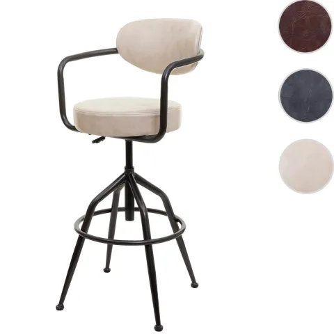 PROREGAL Barhocker gepolstert mit Lehne, Sitzhöhe 66-76cm, höhenverstellbar Industrial Wildleder-Optik, vintage Beige, Barstuhl Drehhocker