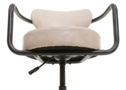 PROREGAL Barhocker gepolstert mit Lehne, Sitzhöhe 66-76cm, höhenverstellbar Industrial Wildleder-Optik, vintage Beige, Barstuhl Drehhocker