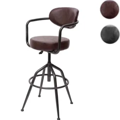 PROREGAL Barhocker gepolstert mit Lehne, Sitzhöhe 66-76cm, höhenverstellbar Industrial Wildleder-Optik, vintage Beige, Barstuhl Drehhocker
