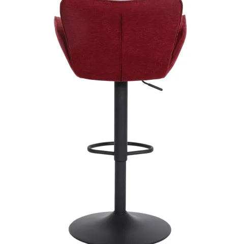 PROREGAL Barhocker gepolstert mit Lehne, Sitzhöhe 66-90cm, mit Armlehne Fußablage drehbar Stoff/Textil Eisen, Bordeaux Fuß Schwarz| Drehstuhl Barstuhl