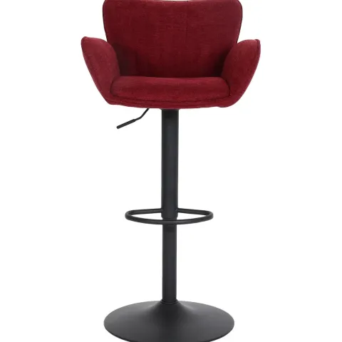 PROREGAL Barhocker gepolstert mit Lehne, Sitzhöhe 66-90cm, mit Armlehne Fußablage drehbar Stoff/Textil Eisen, Bordeaux Fuß Schwarz| Drehstuhl Barstuhl