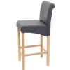 PROREGAL Barhocker gepolstert mit Lehne Sitzhöhe 75cm Holz| Grau matt helle Beine Kunstleder Barstuhl Tresenhocker