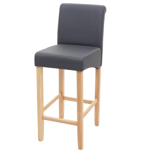 PROREGAL Barhocker gepolstert mit Lehne Sitzhöhe 75cm Holz| Grau matt helle Beine Kunstleder Barstuhl Tresenhocker