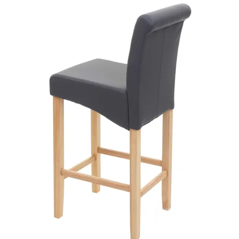 PROREGAL Barhocker gepolstert mit Lehne Sitzhöhe 75cm Holz| Grau matt helle Beine Kunstleder Barstuhl Tresenhocker