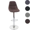 PROREGAL Barhocker gepolstert und höhenverstellbar mit Lehne Sitzhöhe 61-81cm Grau Stoff/Textil Fuß chrom Barstuhl Tresenhocker