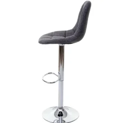 PROREGAL Barhocker gepolstert und höhenverstellbar mit Lehne Sitzhöhe 61-81cm Grau Stoff/Textil Fuß chrom Barstuhl Tresenhocker