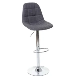 PROREGAL Barhocker gepolstert und höhenverstellbar mit Lehne Sitzhöhe 61-81cm Grau Stoff/Textil Fuß chrom Barstuhl Tresenhocker