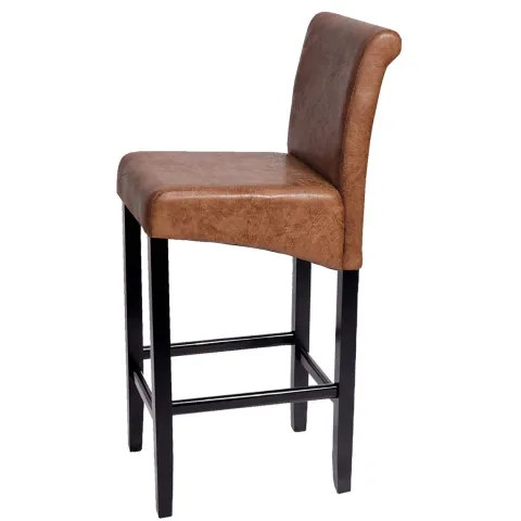PROREGAL Barhocker gepolstert mit Lehne Sitzhöhe 75cm Holz| Wildlederimitat dunkle Beine Stoff/Textil Barstuhl Tresenhocker
