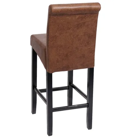 PROREGAL Barhocker gepolstert mit Lehne Sitzhöhe 75cm Holz| Wildlederimitat dunkle Beine Stoff/Textil Barstuhl Tresenhocker