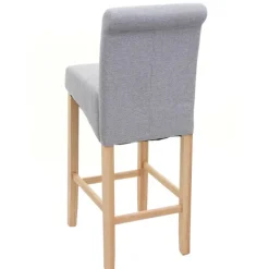 PROREGAL Barhocker gepolstert mit Lehne Sitzhöhe 75cm Holz| Hellgrau helle Beine Stoff/Textil Barstuhl Tresenhocker