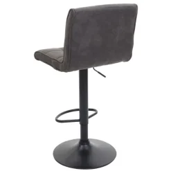 PROREGAL Barhocker gepolstert und höhenverstellbar mit Lehne Sitzhöhe 64-85cm Wildlederimitat| vintage Dunkelgrau Barstuhl Tresenhocker