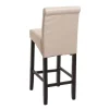 PROREGAL Barhocker gepolstert mit Lehne Sitzhöhe 75cm Holz Creme dunkle Beine Kunstleder Barstuhl Tresenhocker