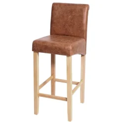 PROREGAL Barhocker gepolstert mit Lehne Sitzhöhe 75cm Holz Wildlederimitat helle Beine Stoff/Textil Barstuhl Tresenhocker