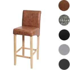 PROREGAL Barhocker gepolstert mit Lehne Sitzhöhe 75cm Holz Wildlederimitat helle Beine Stoff/Textil Barstuhl Tresenhocker
