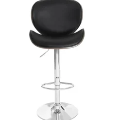 PROREGAL Barhocker höhenverstellbar mit Lehne Sitzhöhe 62-84cm Holz Bugholz Retro-Design Grau Kunstleder Schwarz Barstuhl