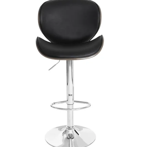 PROREGAL Barhocker höhenverstellbar mit Lehne Sitzhöhe 62-84cm Holz Bugholz Retro-Design Grau Kunstleder Schwarz Barstuhl