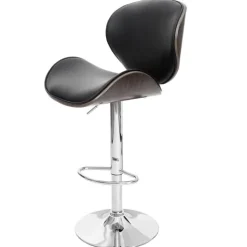 PROREGAL Barhocker höhenverstellbar mit Lehne Sitzhöhe 62-84cm Holz Bugholz Retro-Design Grau Kunstleder Schwarz Barstuhl