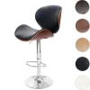 PROREGAL Barhocker höhenverstellbar mit Lehne Sitzhöhe 62-84cm Holz Bugholz Retro-Design Walnuss-Optik Kunstleder Schwarz Barstuhl