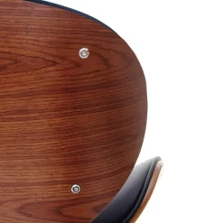 PROREGAL Barhocker höhenverstellbar mit Lehne Sitzhöhe 62-84cm Holz Bugholz Retro-Design Walnuss-Optik Kunstleder Schwarz Barstuhl