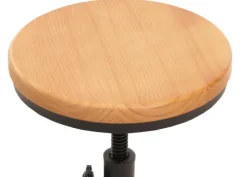 PROREGAL Barhocker mit Fußablage Sitzhöhe 61-85cm höhenverstellbar drehbar Fußablage Industrial Metall Massiv-Holz Natur Barstuhl Tresenhocker