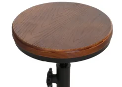 PROREGAL Barhocker mit Fußablage Sitzhöhe 61-85cm höhenverstellbar drehbar Fußablage Industrial Metall Massiv-Holz Braun Barstuhl Tresenhocker