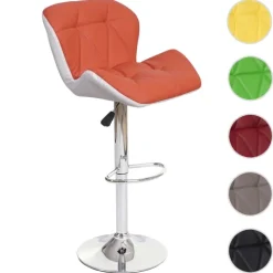 PROREGAL Barhocker mit Lehne Sitzhöhe 62-83cm höhenverstellbar Kunstleder Terracotta Barstuhl Tresenhocker