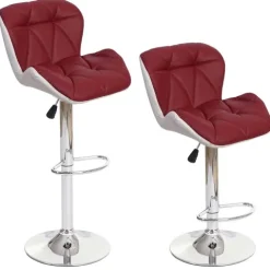 PROREGAL Barhocker mit Lehne Sitzhöhe 62-83cm höhenverstellbar Kunstleder Bordeaux Barstuhl Tresenhocker