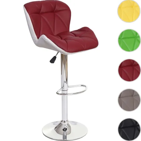 PROREGAL Barhocker mit Lehne Sitzhöhe 62-83cm höhenverstellbar Kunstleder Bordeaux Barstuhl Tresenhocker