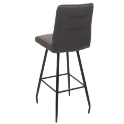 PROREGAL Barhocker mit Lehne Sitzhöhe 75cm Fußablage Stahl Stoff/Textil Grau-braun Barstuhl Tresenhocker