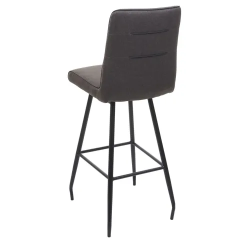 PROREGAL Barhocker mit Lehne Sitzhöhe 75cm Fußablage Stahl Stoff/Textil Grau-braun Barstuhl Tresenhocker