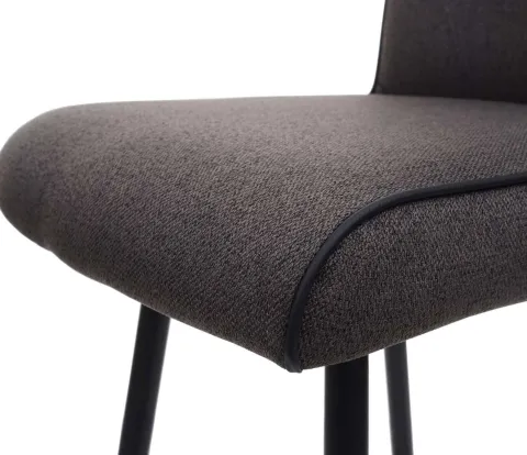PROREGAL Barhocker mit Lehne Sitzhöhe 75cm Fußablage Stahl Stoff/Textil Grau-braun Barstuhl Tresenhocker