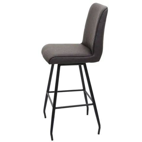 PROREGAL Barhocker mit Lehne Sitzhöhe 75cm Fußablage Stahl Stoff/Textil Grau-braun Barstuhl Tresenhocker