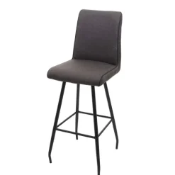 PROREGAL Barhocker mit Lehne Sitzhöhe 75cm Fußablage Stahl Stoff/Textil Grau-braun Barstuhl Tresenhocker