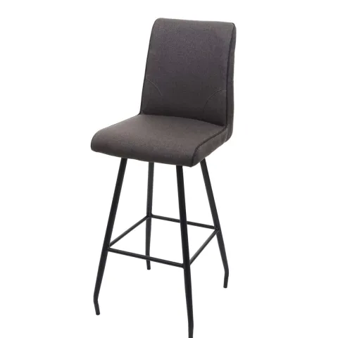PROREGAL Barhocker mit Lehne Sitzhöhe 75cm Fußablage Stahl Stoff/Textil Grau-braun Barstuhl Tresenhocker