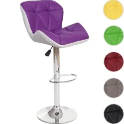 PROREGAL Barhocker mit Lehne Sitzhöhe 62-83cm höhenverstellbar Kunstleder Lila Barstuhl Tresenhocker