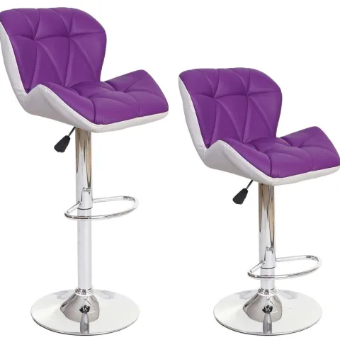 PROREGAL Barhocker mit Lehne Sitzhöhe 62-83cm höhenverstellbar Kunstleder Lila Barstuhl Tresenhocker