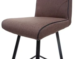 PROREGAL Barhocker mit Lehne Sitzhöhe 75cm Fußablage Stahl Stoff/Textil Braun Barstuhl Tresenhocker