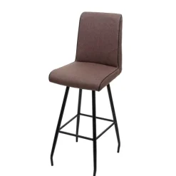 PROREGAL Barhocker mit Lehne Sitzhöhe 75cm Fußablage Stahl Stoff/Textil Braun Barstuhl Tresenhocker