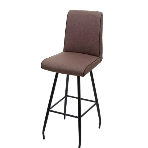 PROREGAL Barhocker mit Lehne Sitzhöhe 75cm Fußablage Stahl Stoff/Textil Braun Barstuhl Tresenhocker