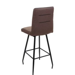 PROREGAL Barhocker mit Lehne Sitzhöhe 75cm Fußablage Stahl Stoff/Textil Braun Barstuhl Tresenhocker