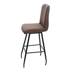 PROREGAL Barhocker mit Lehne Sitzhöhe 75cm Fußablage Stahl Stoff/Textil Braun Barstuhl Tresenhocker