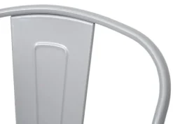 PROREGAL Barhocker mit Lehne Sitzhöhe 77cm Metall Industriedesign Grau Barstuhl Tresenhocker mit Lehne