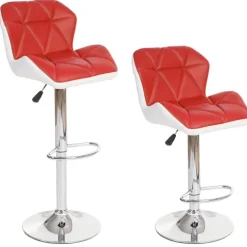 PROREGAL Barhocker mit Lehne Sitzhöhe 62-83cm höhenverstellbar Kunstleder Rot Barstuhl Tresenhocker